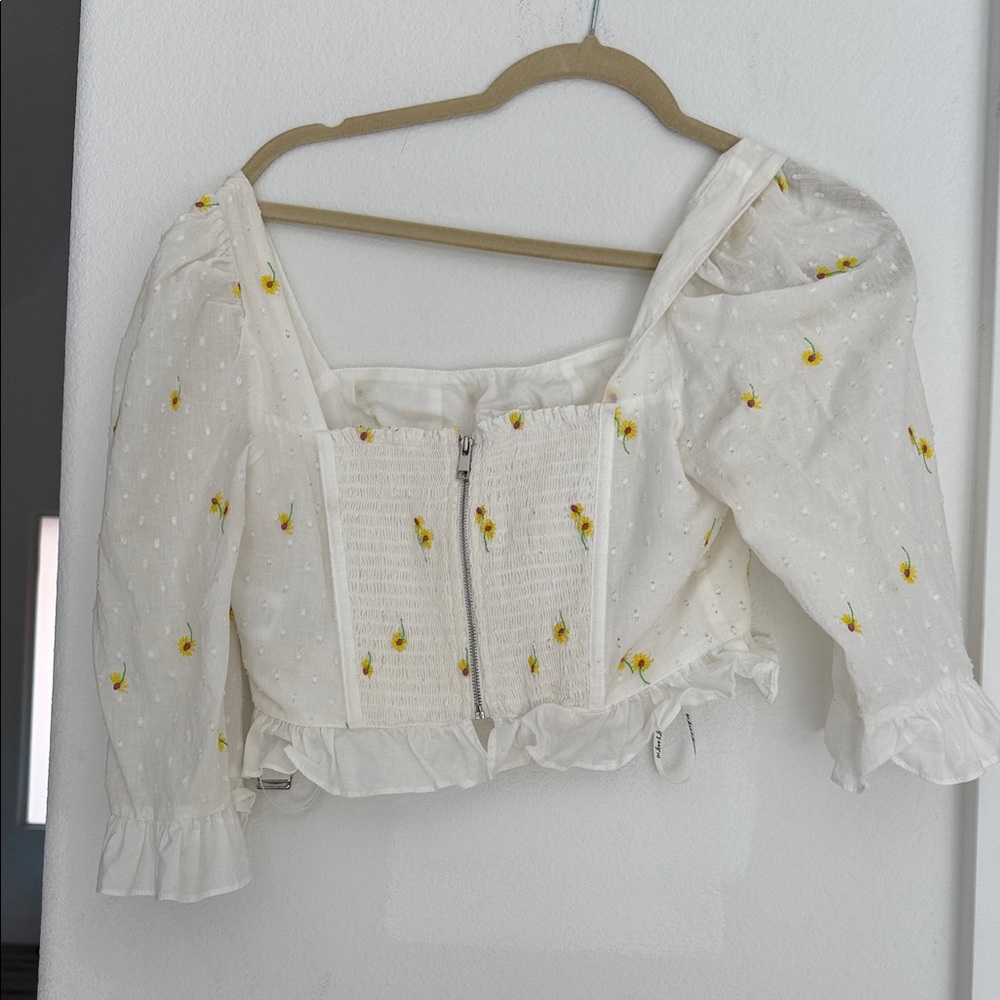 For Love & Lemons White Floral Blouse - Picture 6 of 7